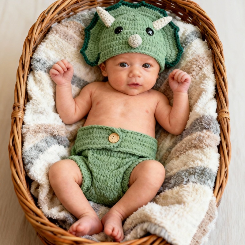 2pcs Crochet Dinosaur Newborn  - đánh giá và giá Photography Outfit