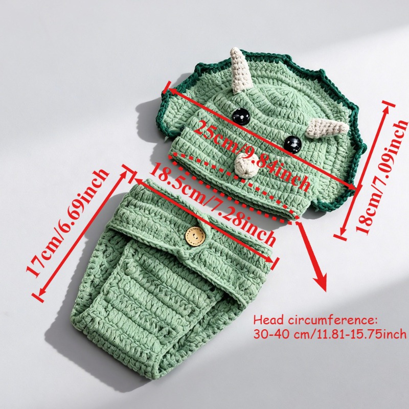 2pcs Crochet Dinosaur Newborn  - đánh giá và giá Photography Outfit