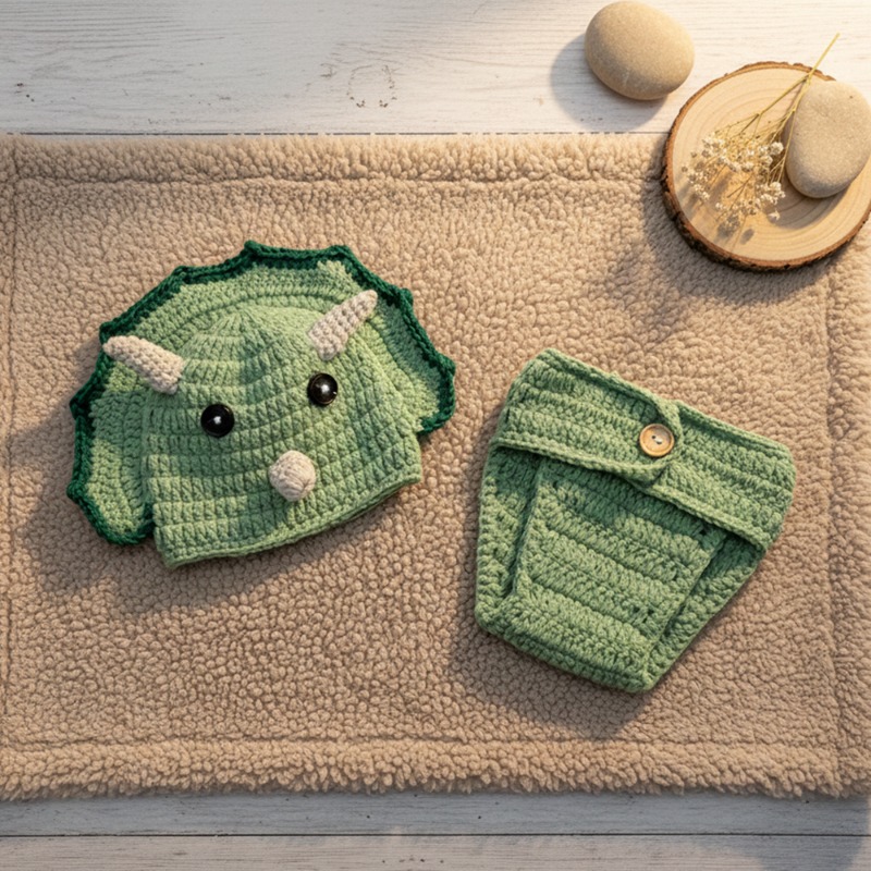 2pcs Crochet Dinosaur Newborn  - đánh giá và giá Photography Outfit