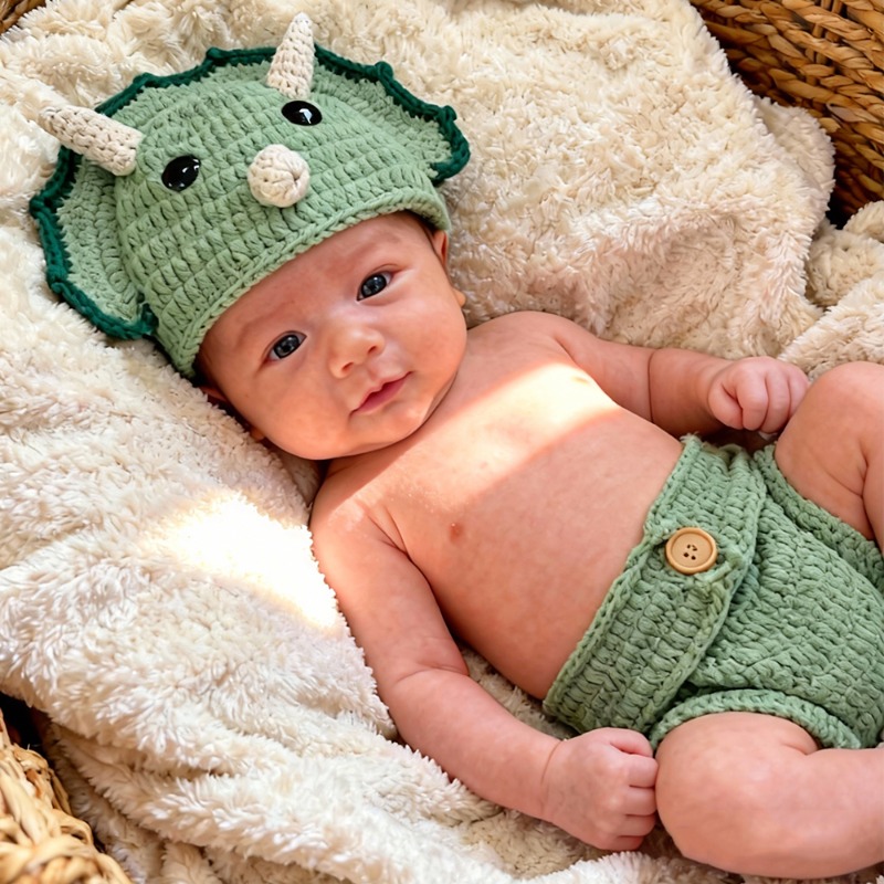 2pcs Crochet Dinosaur Newborn  - đánh giá và giá Photography Outfit