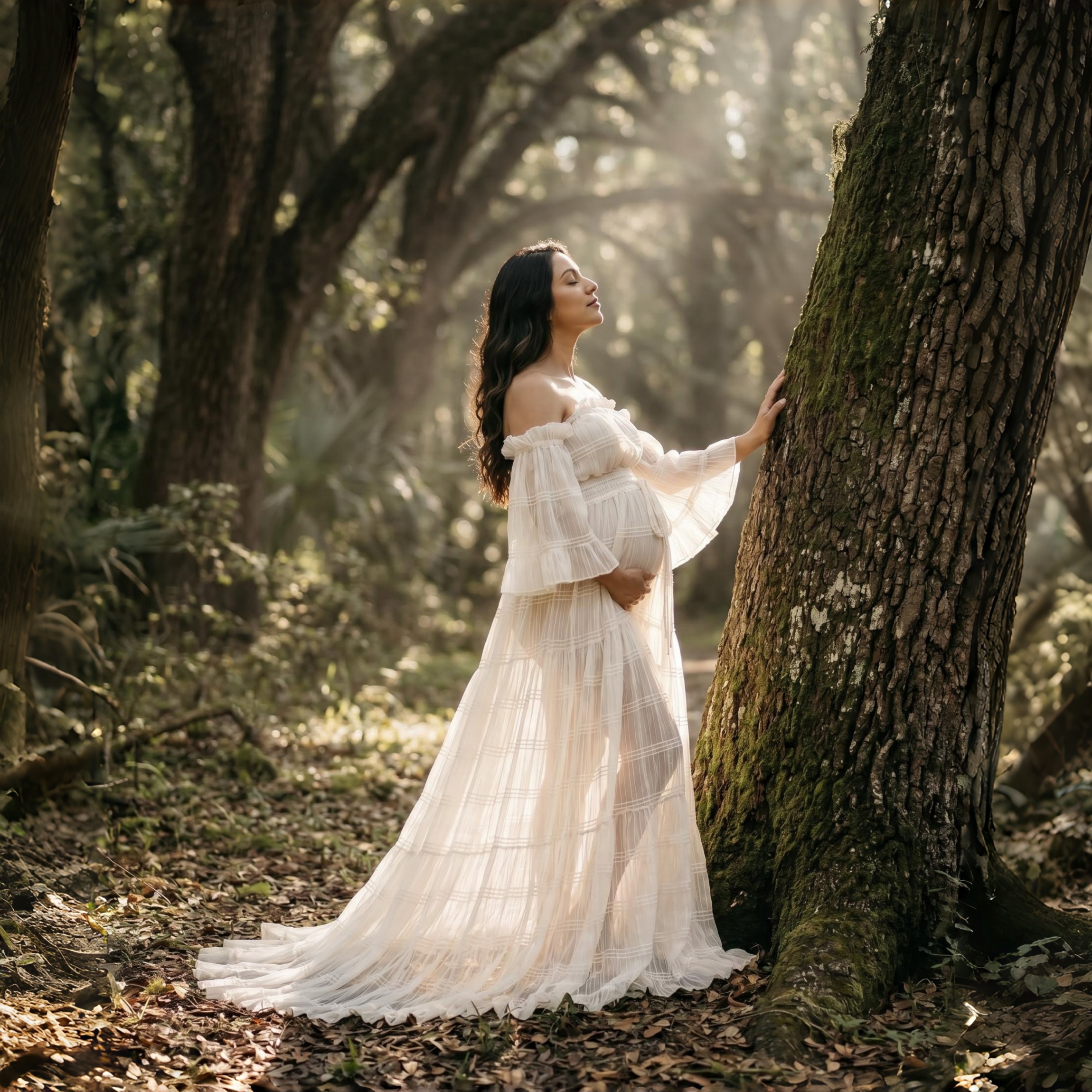White Pleated Chiffon Maternit - đánh giá và giá Photography Outfit